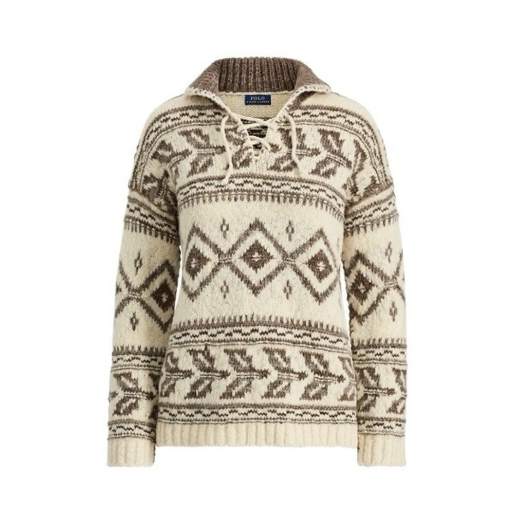 Polo Ralph Lauren Cashmere Wool Blend Lace Up Sweater, Size Medium